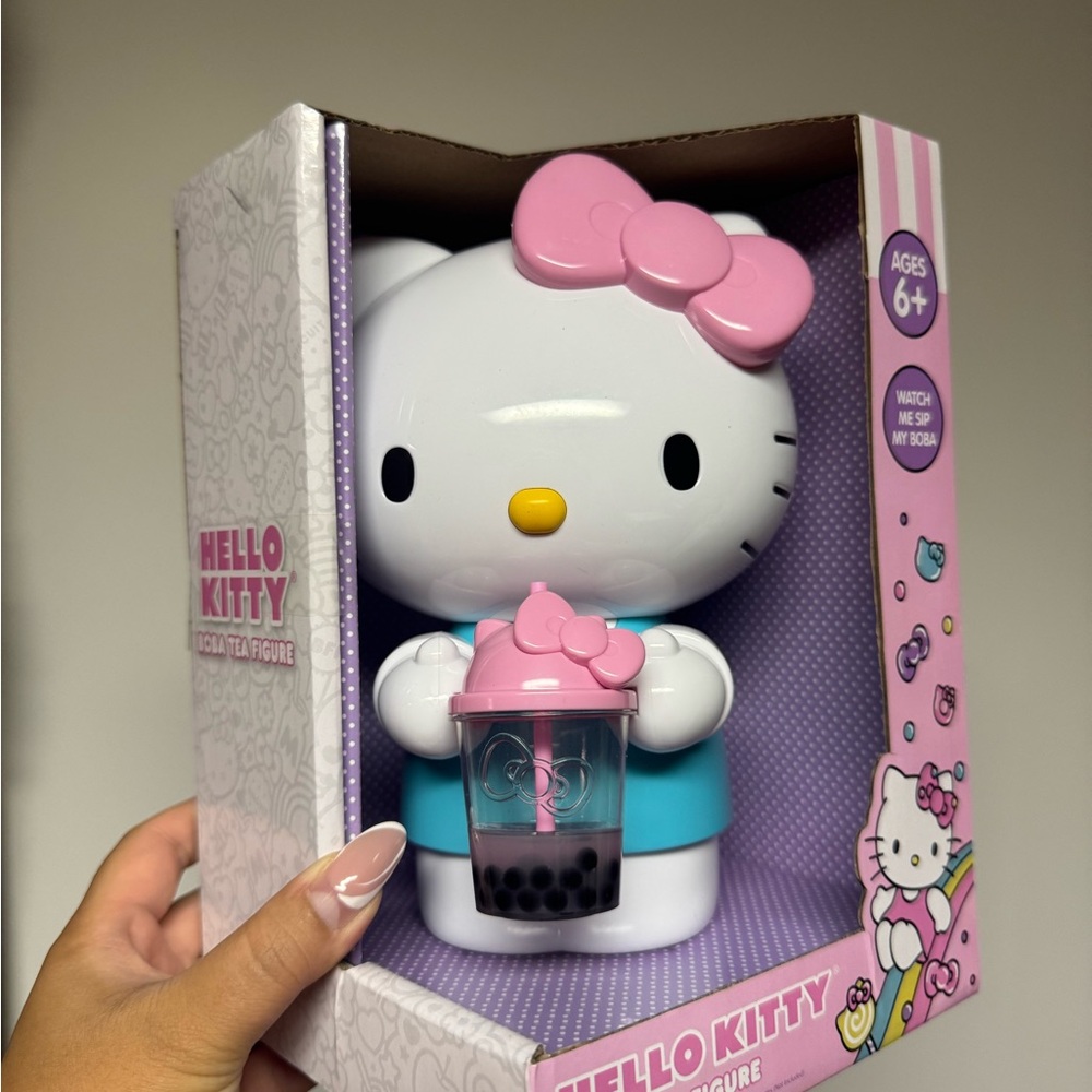 Hello Kitty Figure with Pink Bow and Bubble tea Boba